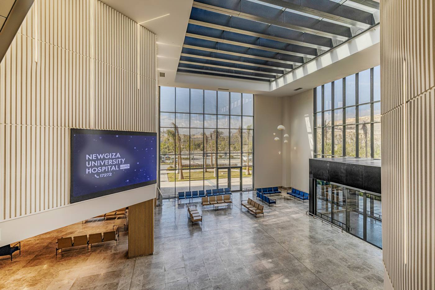 A light-filled arrival hall built around patient comfort